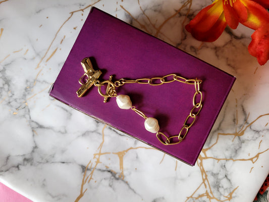 Pearl Gold Rowdy Bracelet